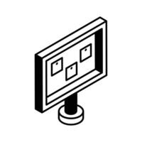 Visually engaging isometric filled icon of bulletin board... vector