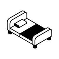 Grab this isometric filled icon of hostel bed... vector