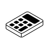 Well designed isometric icon showing digital calculator device... vector