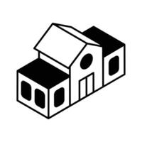 A premium isometric style icon of university campus... vector