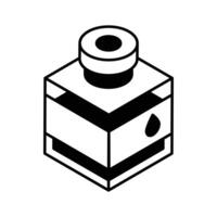 Get this isometric style icon of writing ink bottle... vector