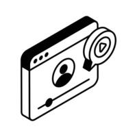 A customizable isometric icon showing tutorial player... vector