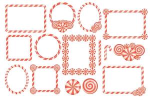 Red and white candy cane frames for Christmas graphics vector
