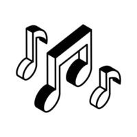 A premium isometric filled icon of music note... vector