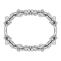 Illustration of floral frame with vignette in black and white vector