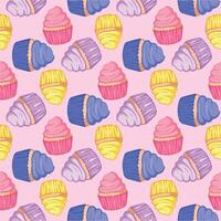 Seamless pattern with colorful cupcakes. illustration on pink background vector