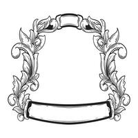 Illustration of floral frame with copy space. Black and white image vector