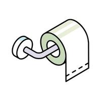 A visually engaging isometric icon of toilet paper roll vector