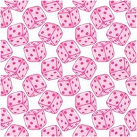 Seamless pattern with pink dices on white background. illustration. vector