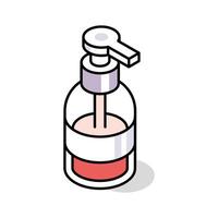 An editable isometric icon of liquid soap dispenser bottle vector