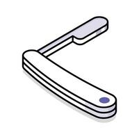 A captivating isometric outline icon of grooming razor tool vector