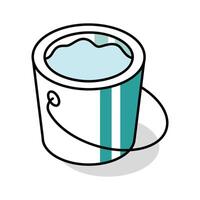 A stylish isometric icon representing a filled water bucket vector