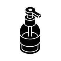 An editable isometric icon of liquid soap dispenser bottle.. vector