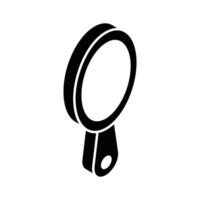 A customizable isometric icon showing a stylish hand mirror.. vector