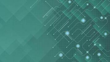 Abstract green tech background featuring glowing circuit lines and digital geometric shapes ideal for presentations websites and futuristic digital interfaces vector