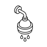 An editable isometric icon of mounted shower head spraying. vector