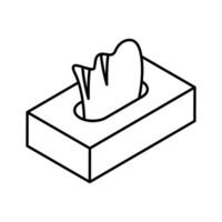 An amazing isometric outline icon of a soft tissue box. vector