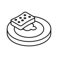 Get this isometric icon of dishwashing sponge and plate. vector