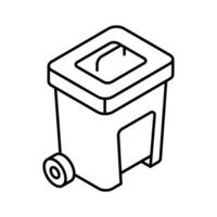 An amazing isometric icon of closed lid dustbin can. vector
