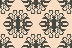Ikat pattern with geometric pattern brown cream background color ikat ethnic decor. vector