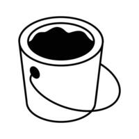 A stylish isometric icon representing a filled water bucket... vector