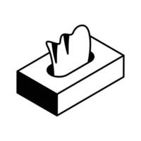 An amazing isometric outline icon of a soft tissue box... vector