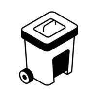 An amazing isometric icon of closed lid dustbin can... vector