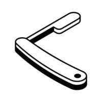A captivating isometric outline icon of grooming razor tool... vector