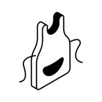 An editable isometric icon representing a kitchen apron... vector