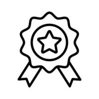 Latest outline style icon showing best quality ribbon badge. vector
