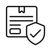Creatively designed line icon showing safe parcel with shield. vector