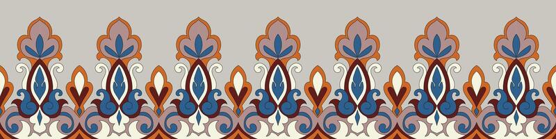 Fabric border, carpet decoration frame, Ikat pattern, ethnic tribes vector