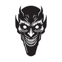 Sinister Devil Design with Longhorn Silhouette vector