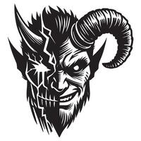Horror Demon Skull with Longhorn Features vector