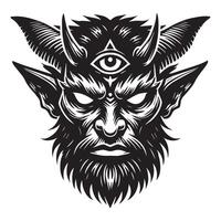 Gothic Devil Skull Design with Horned Silhouette vector