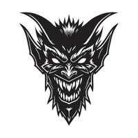 Scary Demon Face with Longhorn Skull for Sublimation vector
