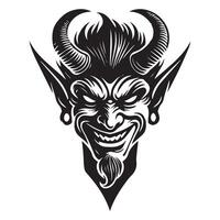 Spooky Devil Face with Longhorn Horns Clipart Design vector