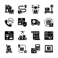 Ready to Use Set of Ecommerce and Logistics Glyph Icons vector