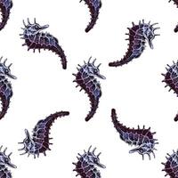 Hand drawn vintage seamless pattern of seahorses in engraving sketch style for oceanic summer textile and wrapping vector