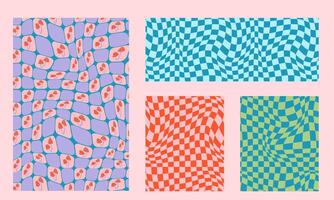 Four different patterns with different colors and shapes vector