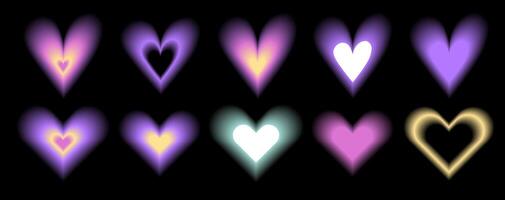 Set y2k aura. Blurred heart in trendy style y2k vector
