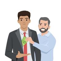 Two men engage in a financial transaction, highlighting collaboration, trust, or business dealings. vector