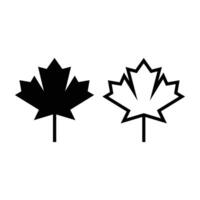 maple leaf icon design concept silhouette and outline style vector