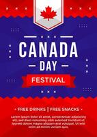Canada Day festival poster illustration template with red maple on blue suitable for invitation and social media post. Celebrate Canada Day poster vector