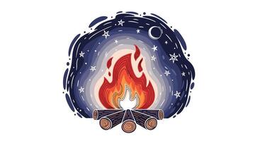 Exploring the Tranquil Night Fire A Journey into Warmth Light and Introspection vector