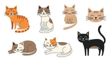 Adorable Cartoon Cats A Collection of Feline Illustrations for Various Creative Projects vector