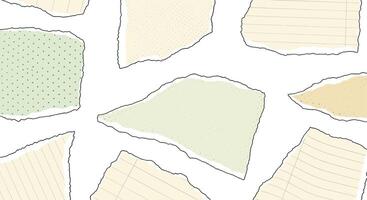 A collection of assorted paper pieces that are torn and placed randomly around vector