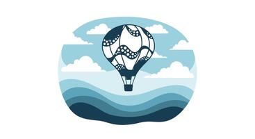 Dreams Take Flight A Whimsical Journey Above Wavy Waters with a Hot Air Balloon vector