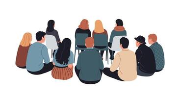 Group Therapy Session Promoting Mental Health Awareness and Offering a Supportive Environment for Recovery vector
