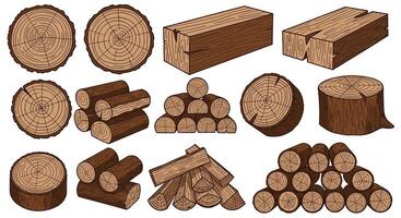 Wood Logs Assortment Rustic Timber Components for Construction Projects or Firewood Needs vector